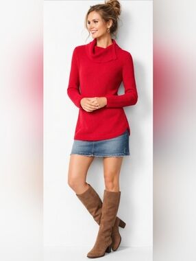 Women TALBOT Shaker-Stitch RED COTTON BLEND Sweater (Size:Med)
